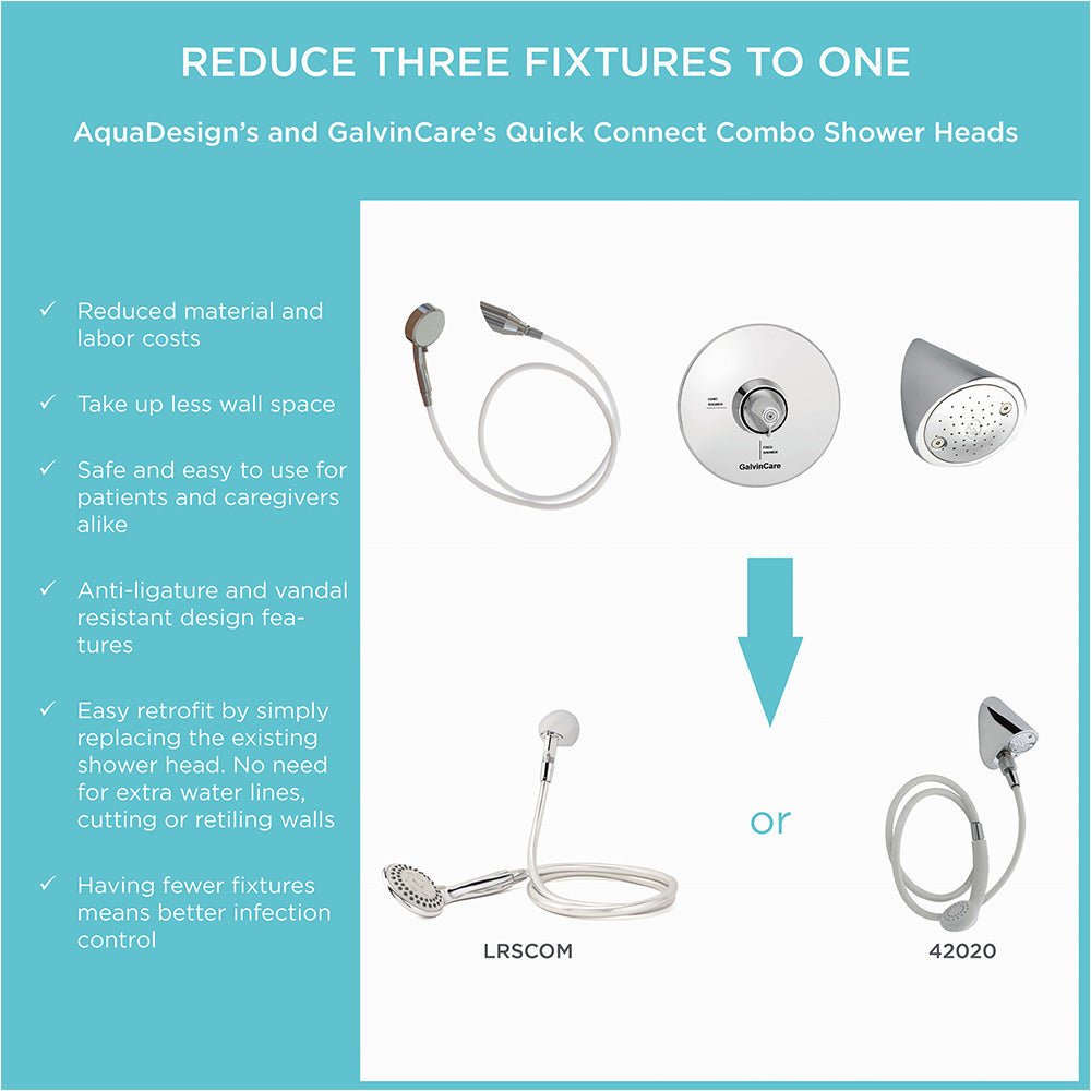 Combo Anti-Ligature Shower Head with Handheld Hose AquaDesign