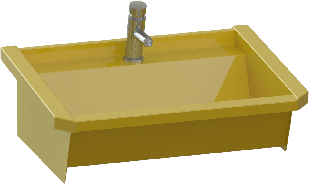 yellow single user line 5 washbasin with pushbutton faucet