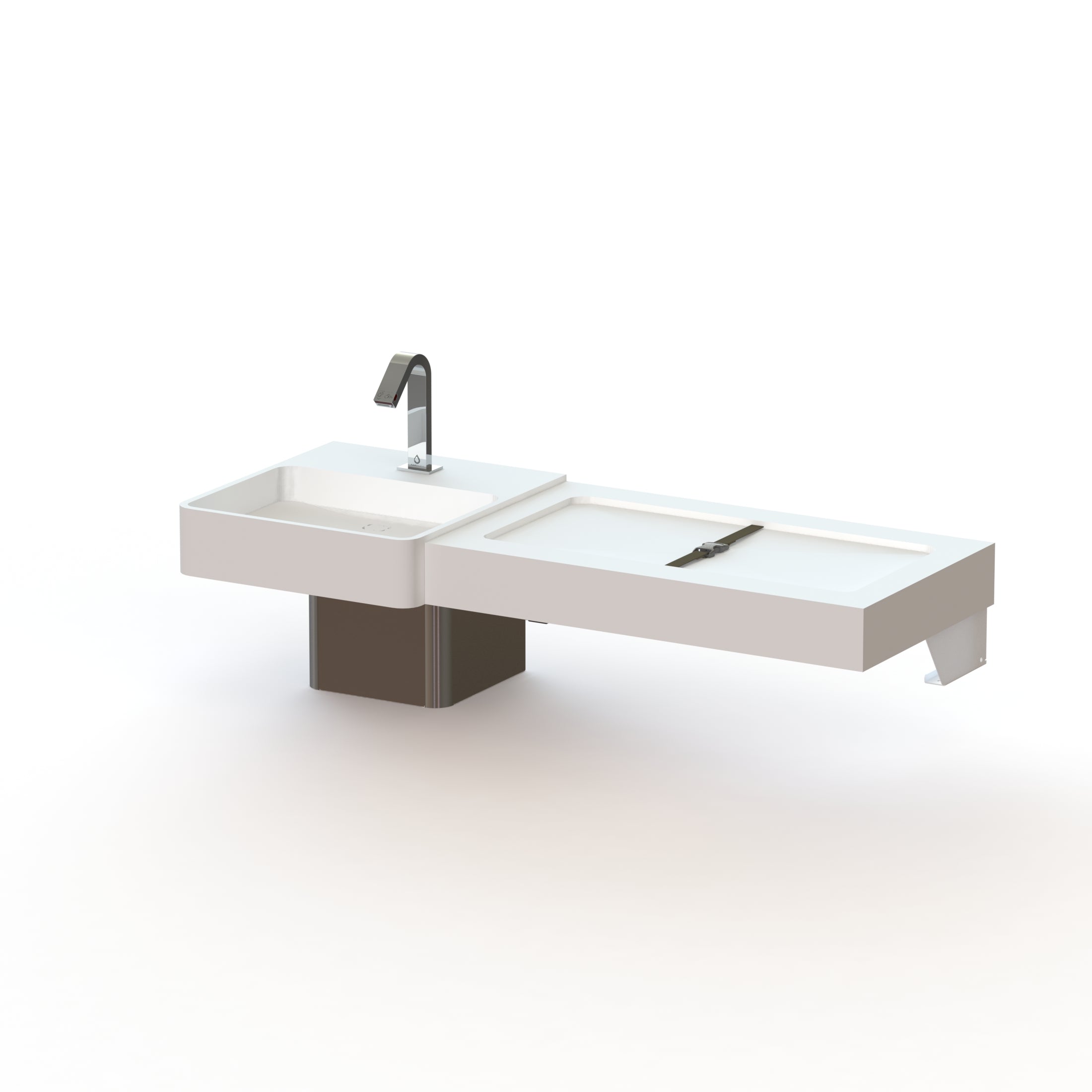 Modus Single User Modular Solid Surface Lavatory for Public Restrooms with Baby Changer Combo