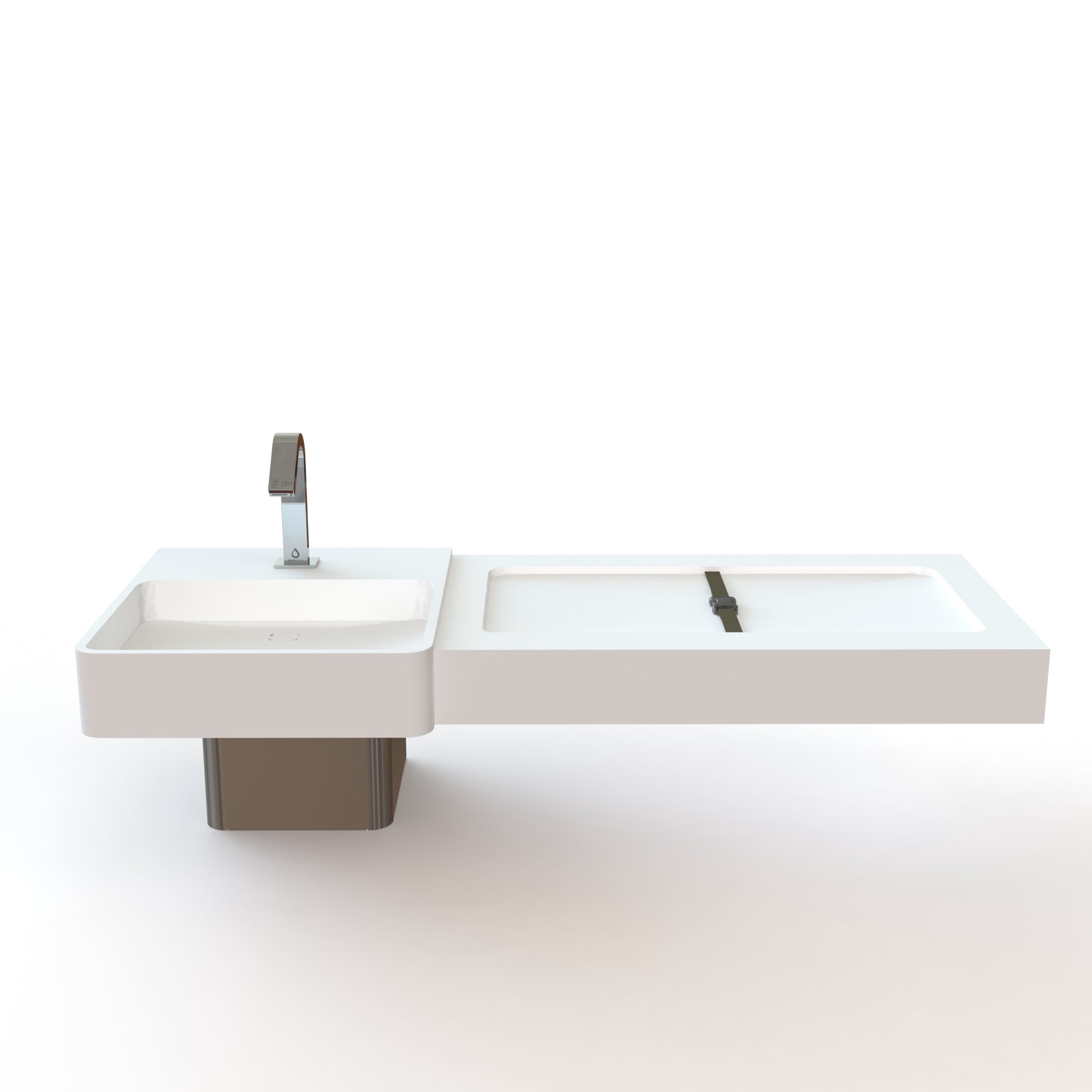 Modus Single User Modular Solid Surface Lavatory for Public Restrooms with Baby Changer Combo