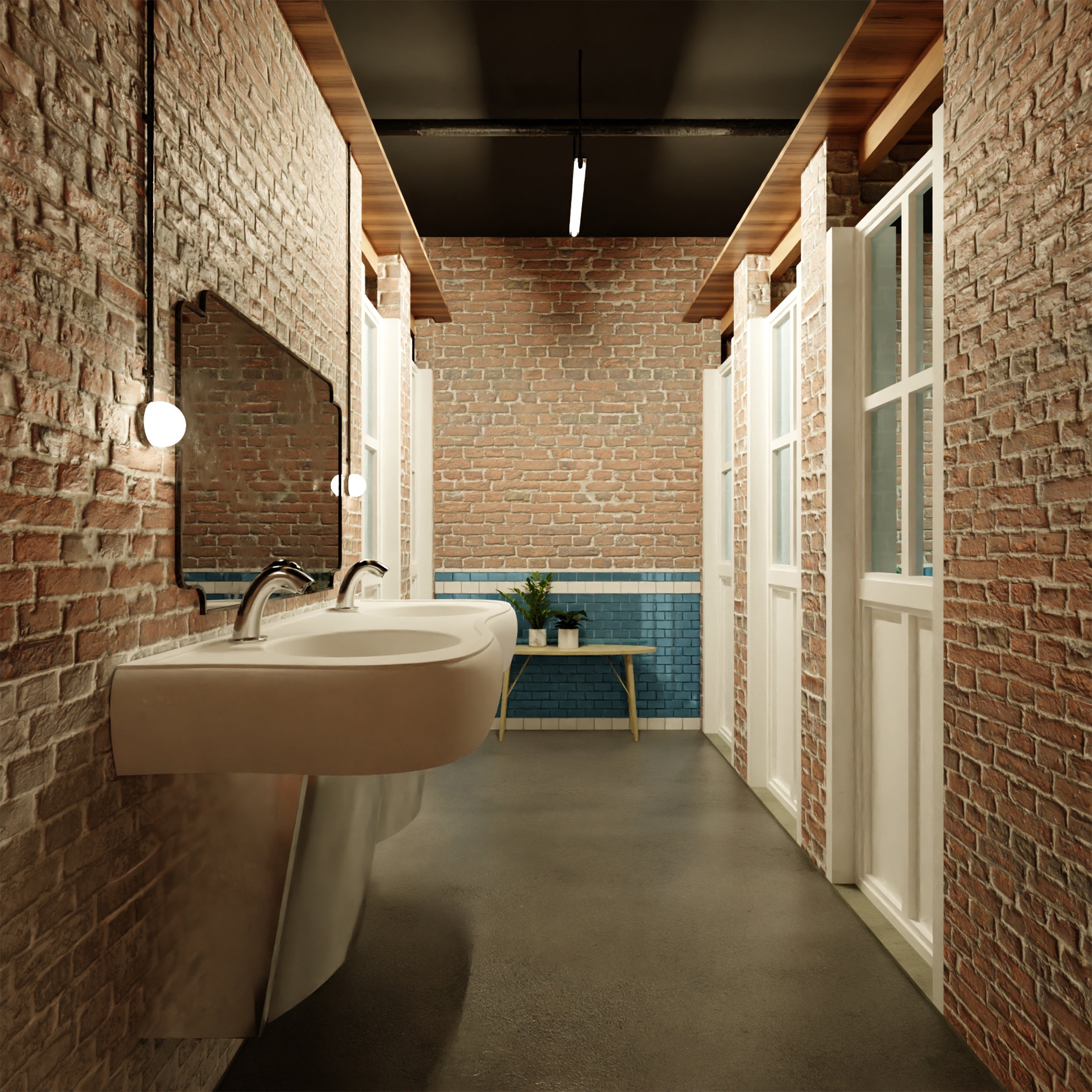 white 2-user solidwave classic lavatory with sensor faucets