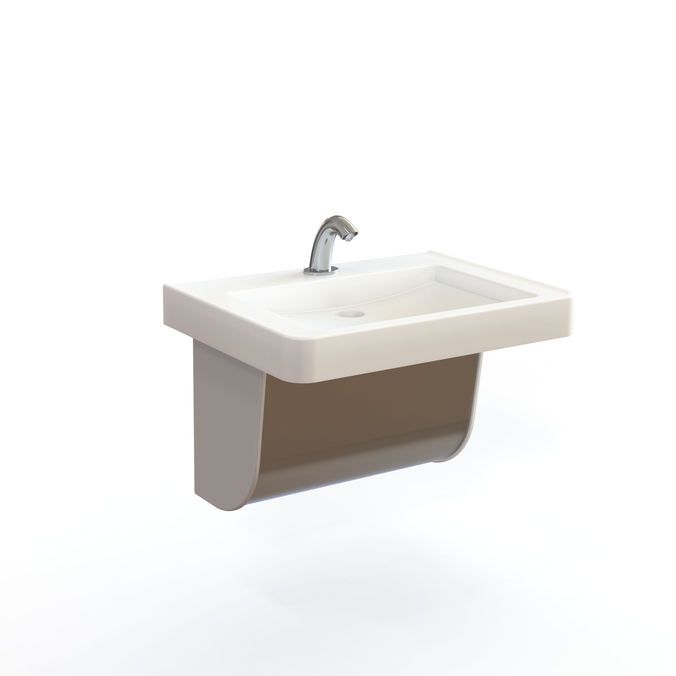 white single user streamlav leagacy with skirt and sensor faucet