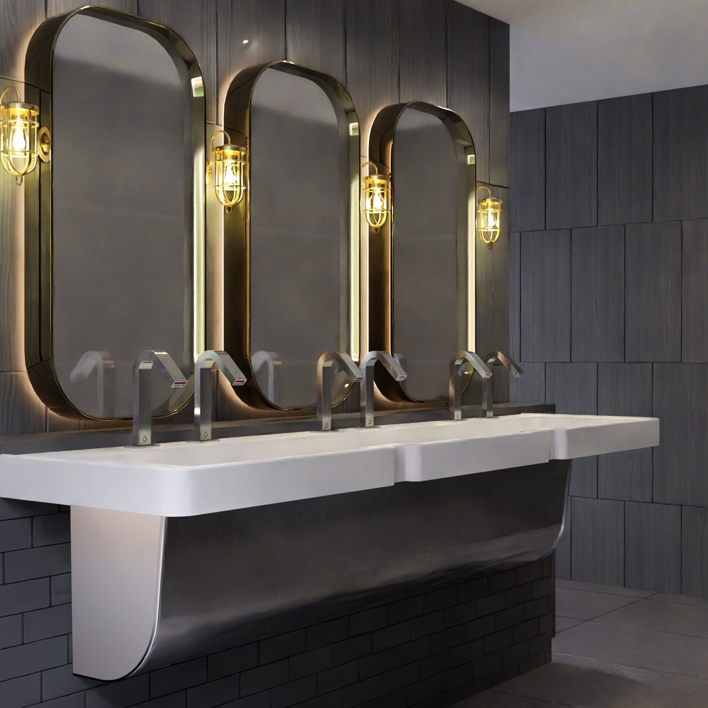 3-user white streamlav legacy with skirt and omnia faucets