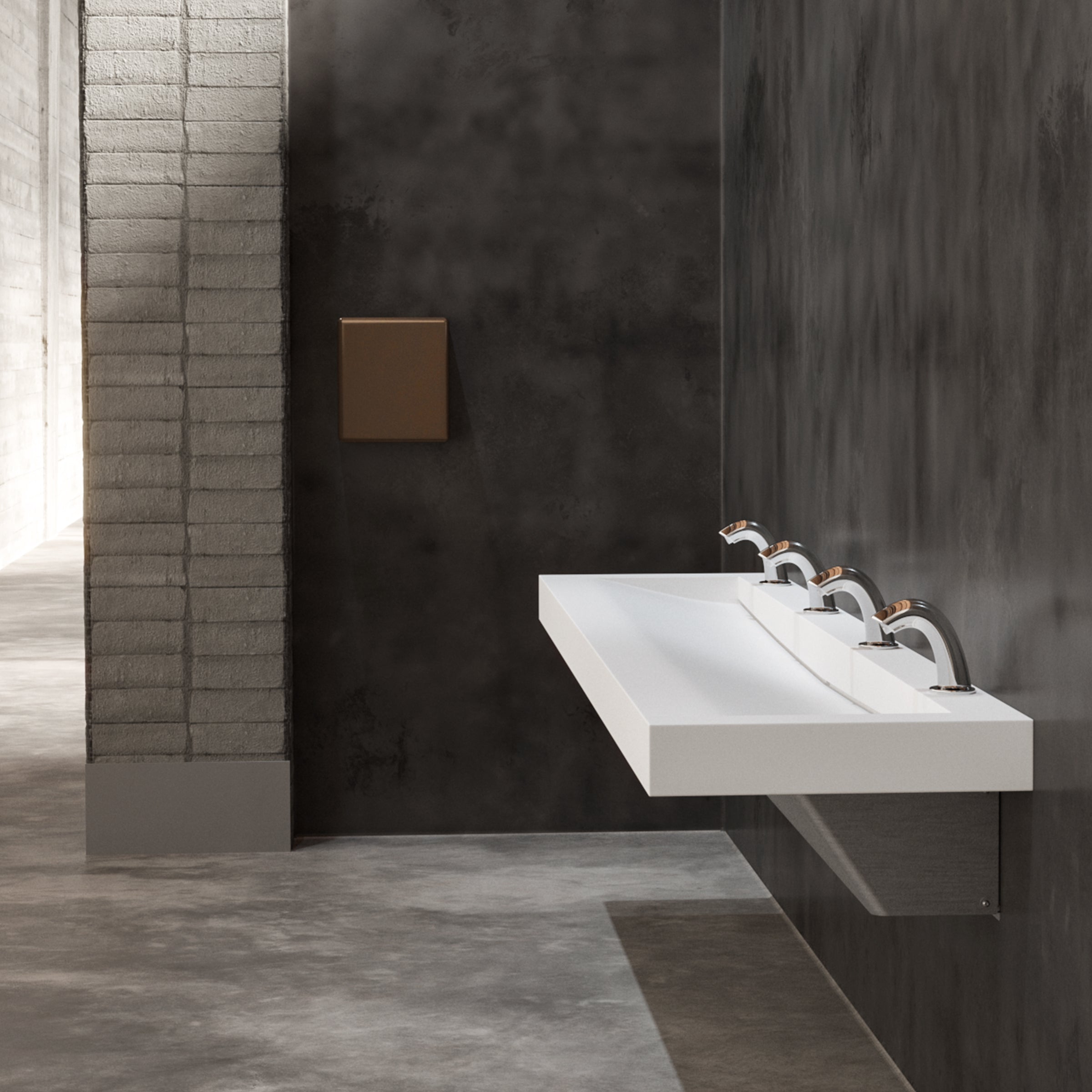 SLV04 - Four User Streamlav View Solid Surface Handwashing Basin for Public Restrooms