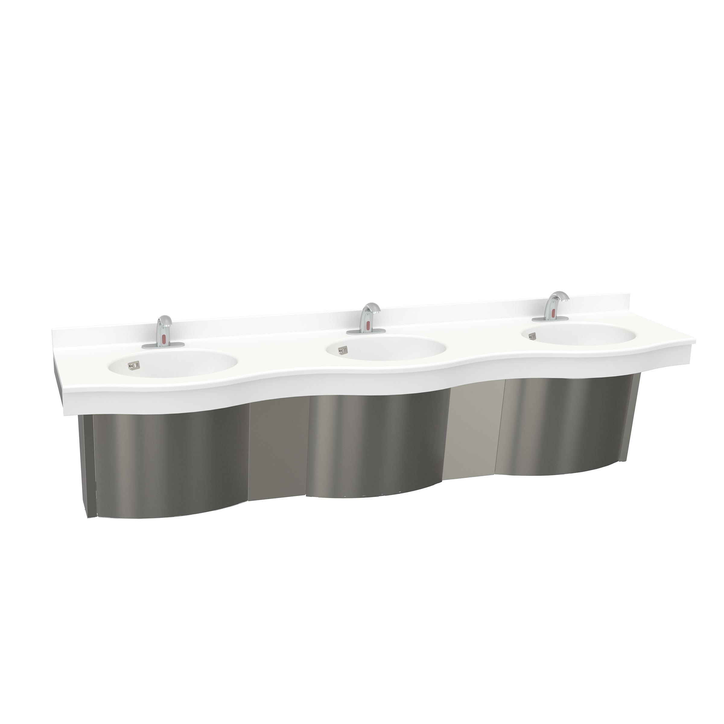 white 3-user solidwave original with sensor faucet
