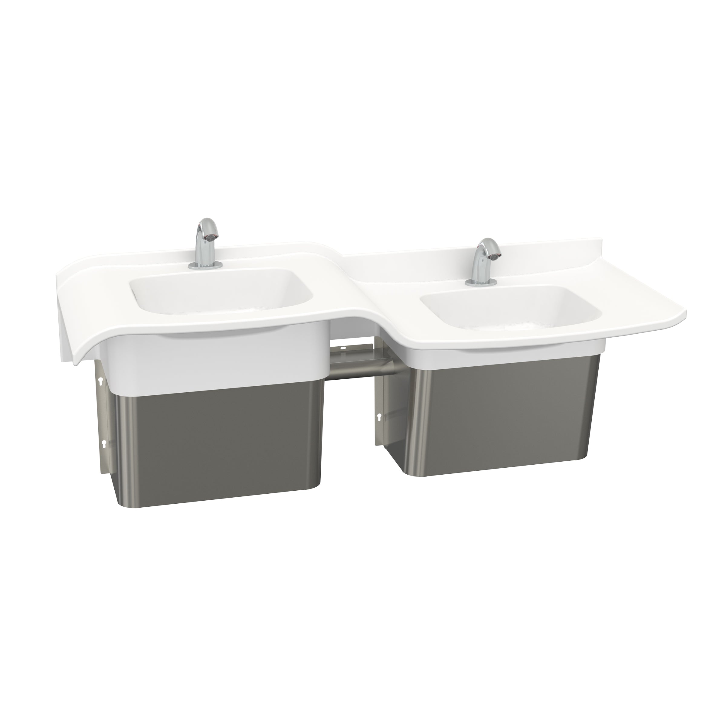 two user Solidwave High-Low Solid Surface Handwashing Lavatory