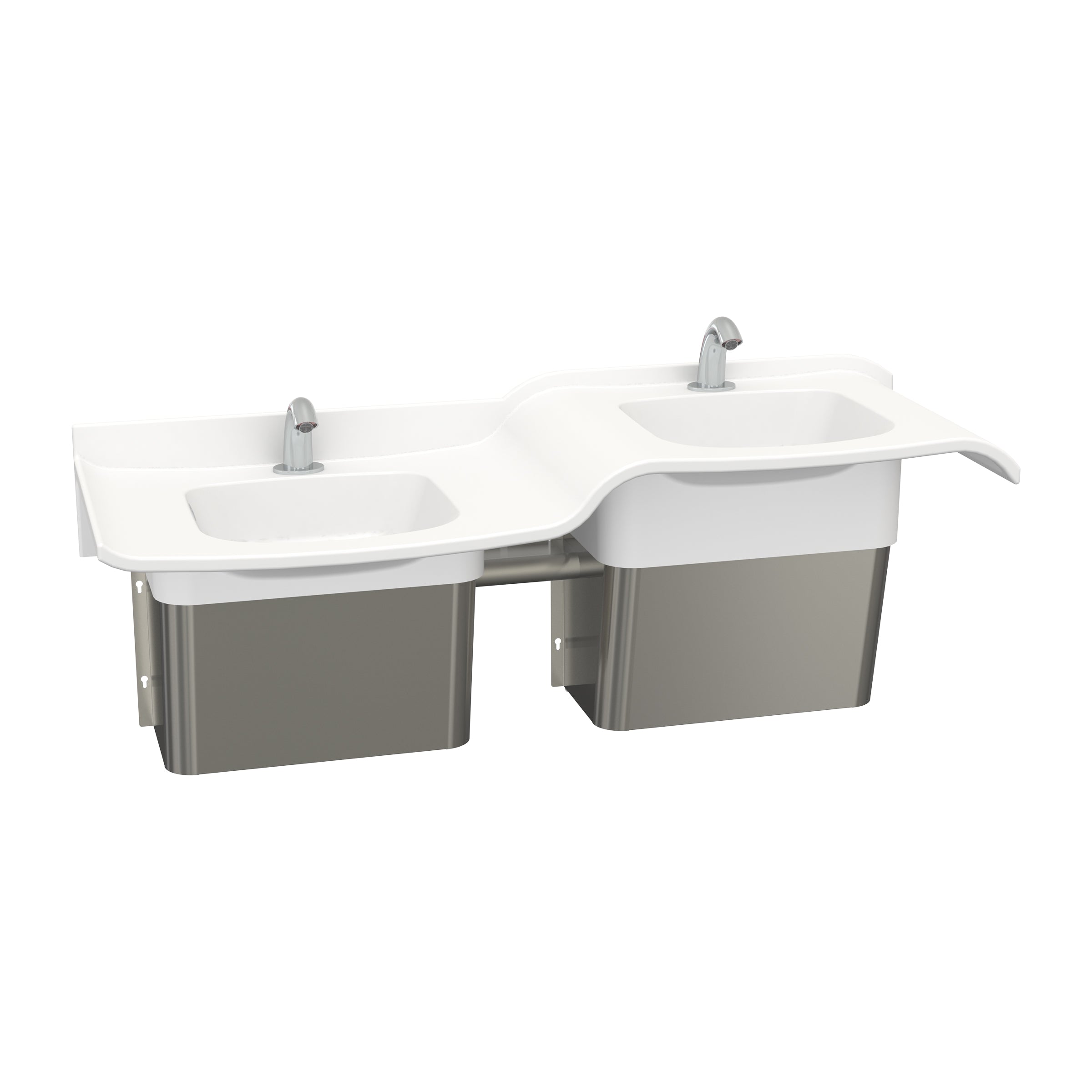 two user Solidwave High-Low Solid Surface Handwashing Lavatory