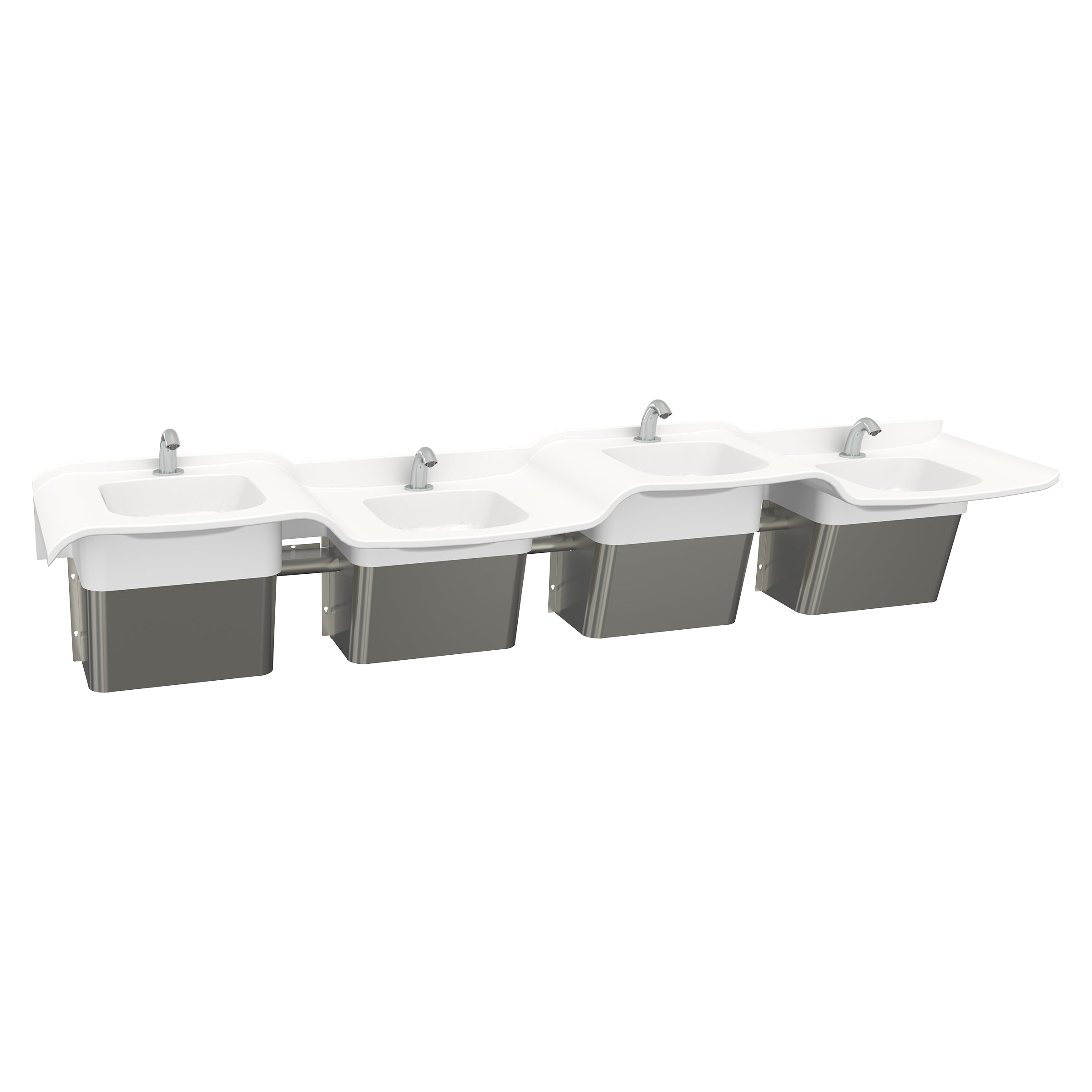Four-user Solidwave High-Low Solid Surface Handwashing Lavatory