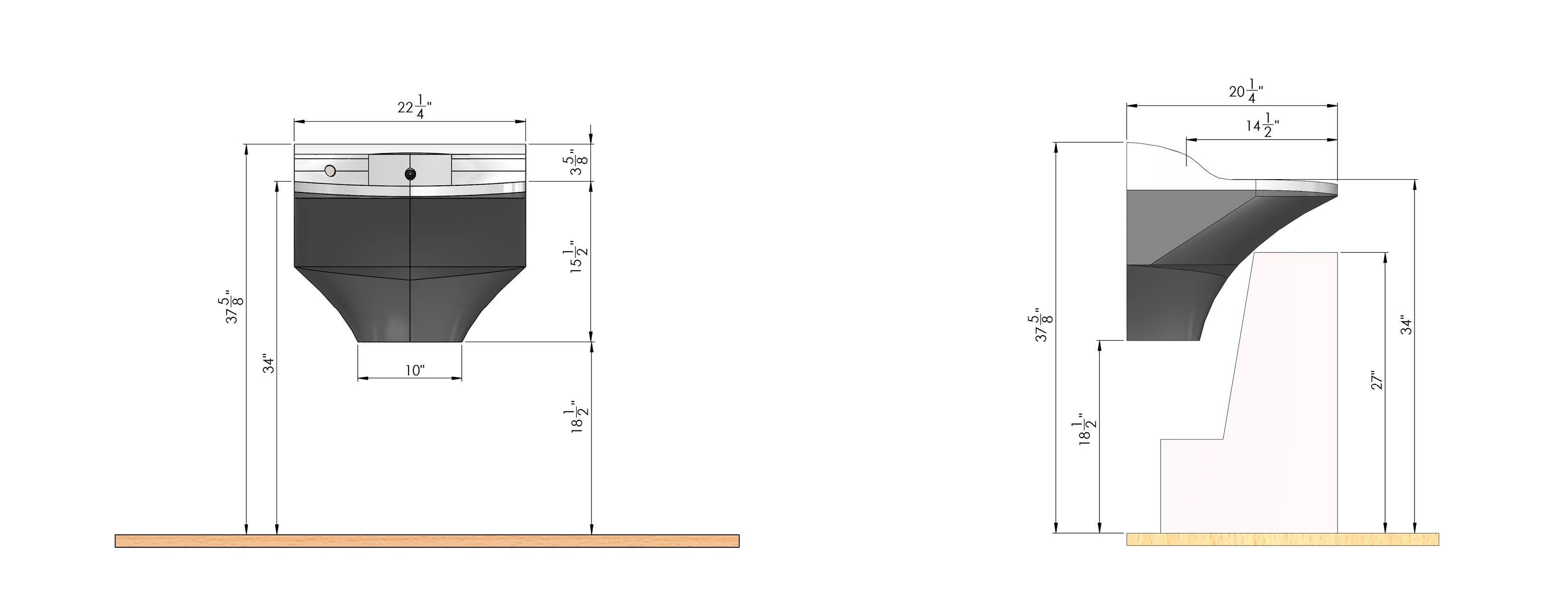 dimension of lrhd anti-ligature basin