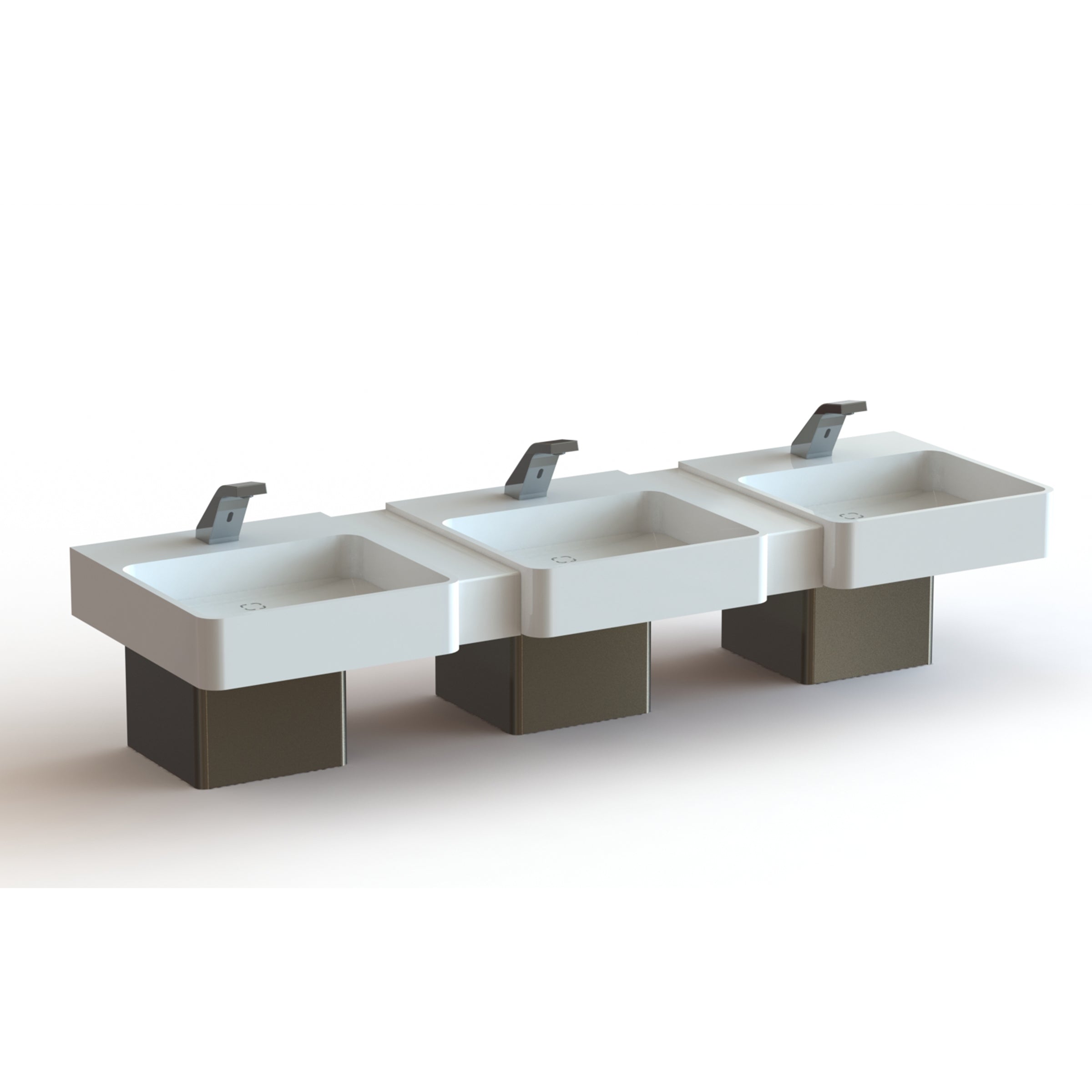 white modus 20 sink with skirt and sensor faucet