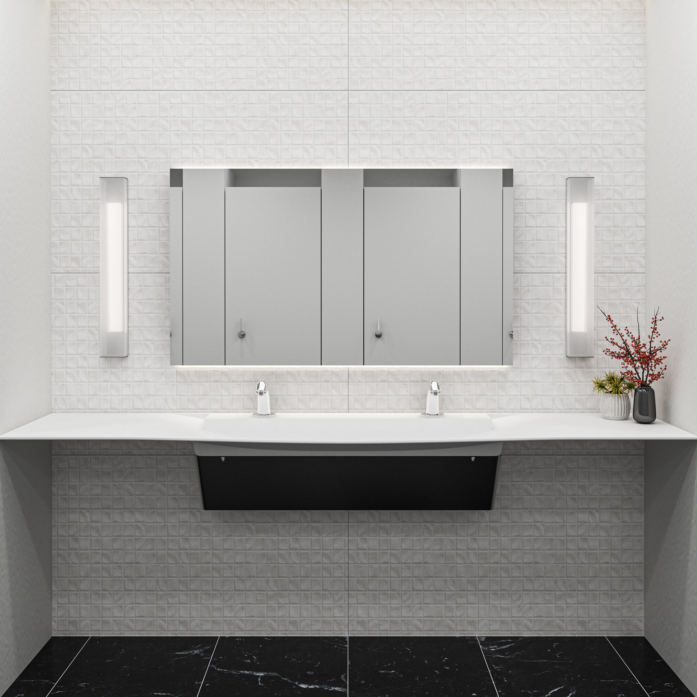 Two user Streamlav Wing Solid Surface Handwashing Lavatory