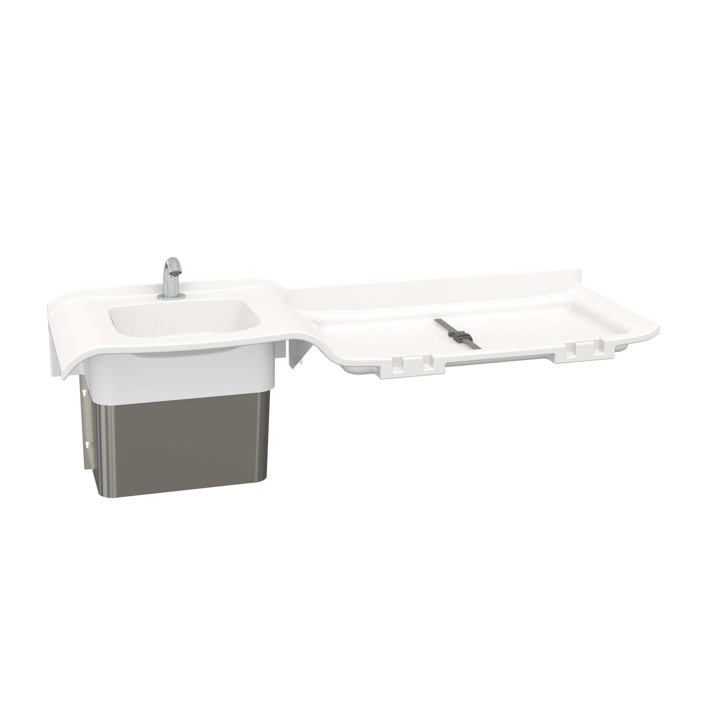 Single User Solidwave High-Low Solid Surface Handwashing Lavatory with Baby Changer Combo